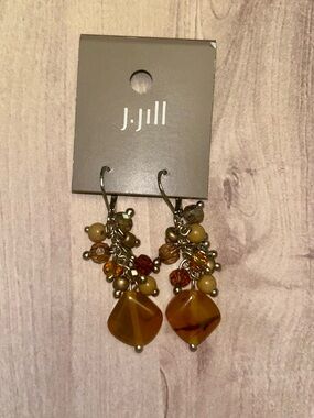 J. Jill Amber and Gold Cluster Dangle Earrings